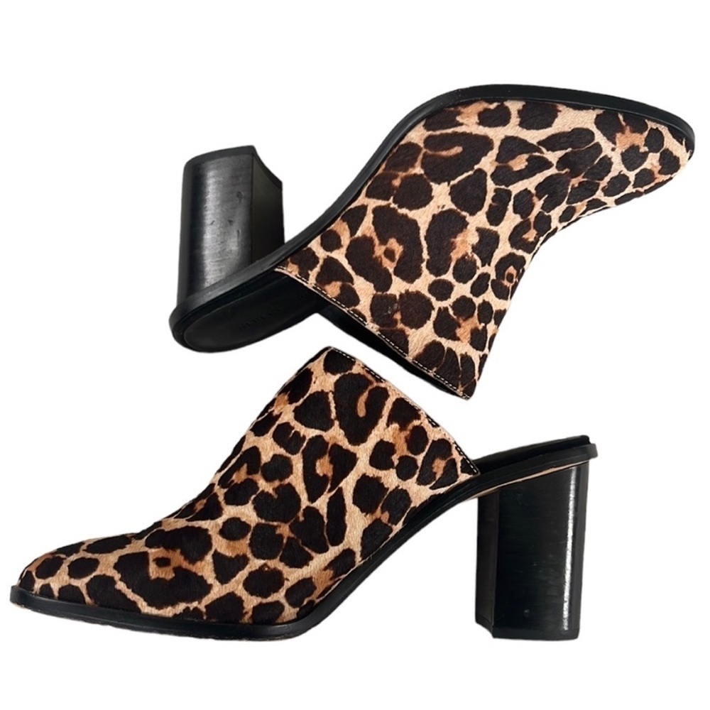 EUC Rebecca Minkoff Leather Calf Hair Heeled Mules Size 9